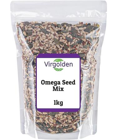 Omega Seed Mix 1kg by Virgolden - 4 Seeds Mix with Pumpkin Sunflower Sesame and Flax Seeds Blend Non-GMO Vegan