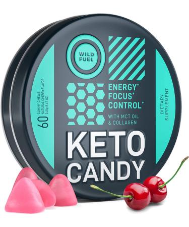 Wild Fuel Keto Candy Collagen Gummies with MCT Oil - 60 Cherry Flavor Energy Chews for Physical & Mental Focus - Low Carb & Healthy Running Snack - Buy Online on GoSupps.com