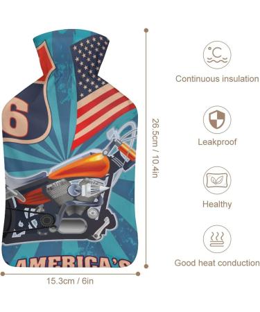 American Motorcycle Hot Water Bottle with Plush Cover | Hand Warmer for Adults & Kids | 26.5x15.3cm | International Shipping Available - Buy Online on GoSupps.com