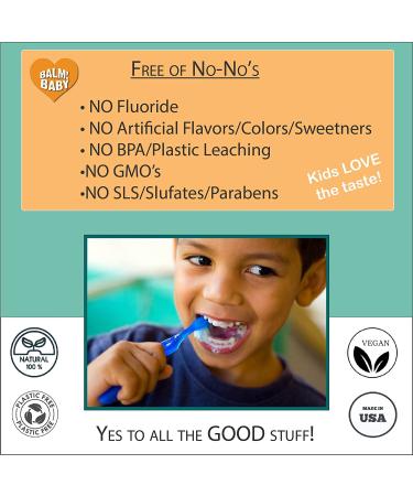 Balm Baby Teeth Paste - All Natural Fluoride-Free Kids Toothpaste with Xylitol - Sweet Orange - Made in USA - Glass Jar - Zero Waste Packaging - Buy Online on GoSupps.com