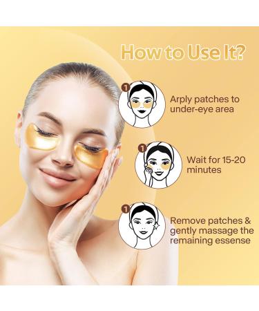 24K Gold Under Eye Treatment Masks Eye Masks for Dark Circles Crystal Gold Powder Gel Collagen for Under Eye Wrinkles Remove Eye Bags Hydrating Puffy Eyes 20 Pieces/10 Pairs - Buy Online on GoSupps.com