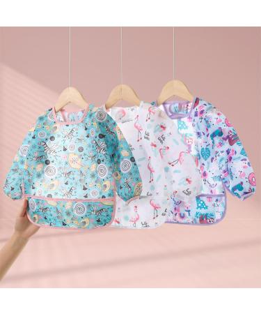 Yealoo 3pcs Baby Bibs with Sleeves - Waterproof Washable Bibs for 6-30 Months - Perfect for Eating & Playing - Buy Online on GoSupps.com
