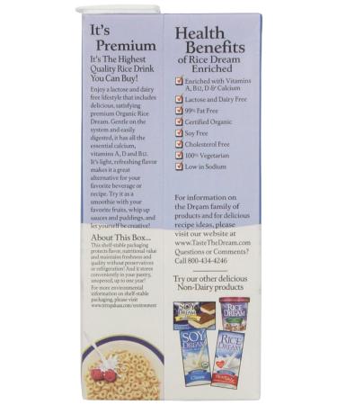 Rice Dream Organic Rice Drink Original 32oz (Pack of 12) - Plant-Based Dairy Alternative - Buy Online on GoSupps.com