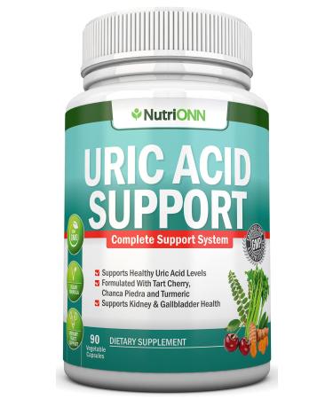 Uric Acid Support - Herbal Uric Acid Cleanse Supplement - 90 Veggie Capsules - With Tart Cherry Chanca Piedra Turmeric Milk Thistle Bromelain and More - Supports Kidney and Gallbladder Health