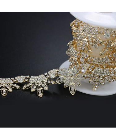 Jerler Gold Tassel Rhinestone Trim Chain - DIY Bridal Embellishments - 1 Yard - Buy Online on GoSupps.com