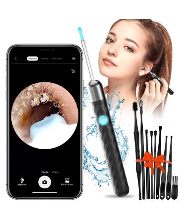 Ear Wax Removal - Earwax Removal Tool- 9 PCS Ear Set - Ear Cleaner with1080P HD Camera - Ear Otoscope Remover Kit with Light Black