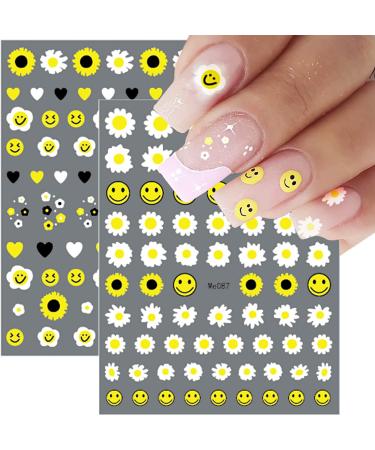 Daisy Sunflower Nail Art Stickers - 12 Sheets Cute Floral Decals for Spring & Summer Manicure - Buy Online on GoSupps.com