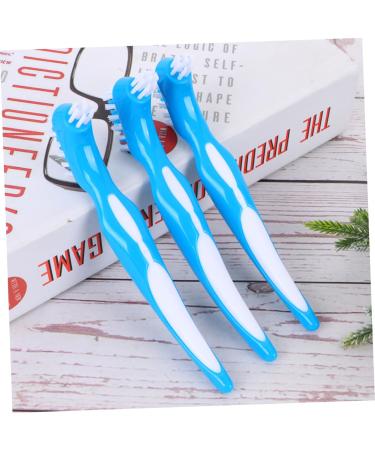 Healeved 6 STK Tooth Cleaning Brush - Double-Sided Toothbrush for Dentures & Child Dental Care | Hard Prosthesis Cleaning Tool - Blue (2 Pack) - Buy Online on GoSupps.com