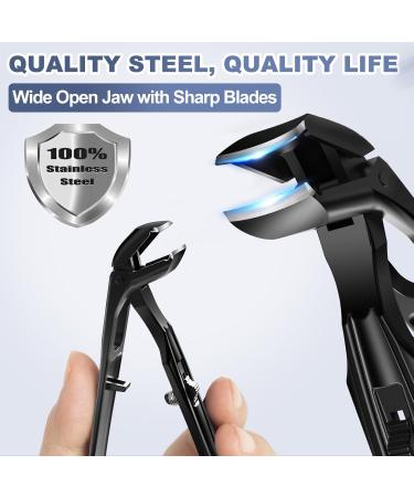 Buy Angled Head Nail Clippers - Mess Free Toenail Clippers for Seniors & Thick Nails | Sharp Blade Nail Cutter | Perfect Birthday Gifts for Men & Women - Black - Buy Online on GoSupps.com