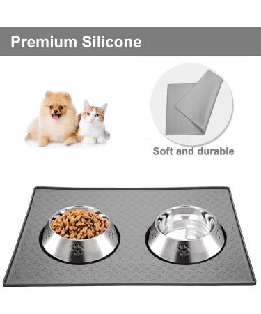 Moacc Silicone Lining Mats for Dogs & Cats - Slipproof Waterproof Food Base Mats (47x30cm) - Gray Paw Pattern - Buy Online on GoSupps.com