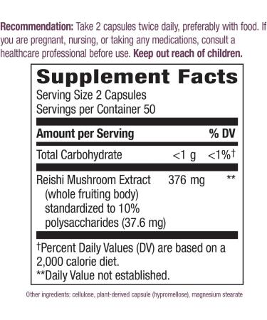 Nature's Way Reishi Mushroom Capsules - Immune Support & Adaptogenic Formula | Non-GMO Project Verified - 100 Count - Buy Online on GoSupps.com