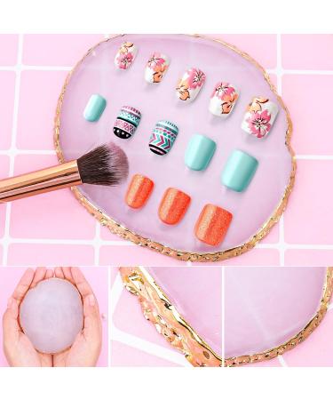 WLLHYF Nail Art Palette - Irregular Makeup Plate & Gold Edge Holder for Beauty Nail Art | Mixed Color Resin Painting Tool - Ideal for Hand-Painted Toning in True Pink - Buy Online on GoSupps.com