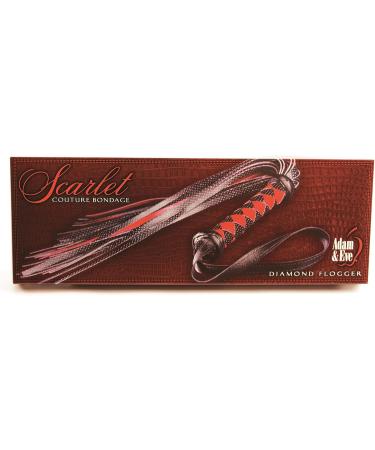 Adam & Eve Scarlet Couture Bondage Diamond Whip | Vegan Leather | 14 Long Strips, Red/Black - Buy Online on GoSupps.com