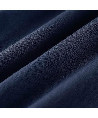 Cotton Linen Print Women's Summer Capri Pants with Pockets - Navy Small - Buy Online on GoSupps.com