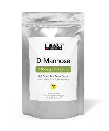 D-Mannose 1 000mg Tablets | High Strength | for Men & Women - Suitable for Vegetarians and Vegans Gluten & GMO Free | Made in The U.K (60)
