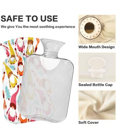 Colorful Christmas Gnome Hot Water Bottle - 2L Fleece Cover for Hot/Cold Compress - Buy Online on GoSupps.com