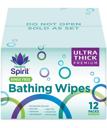 Healthy Spirit Rinse-Free Body Wipes - Ultra-Thick Premium - 120 Wipes (10 Wipes/Pack) - Box of 12 Packs - Buy Online on GoSupps.com