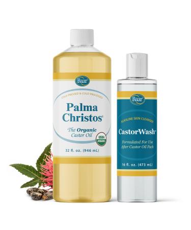 Baar Organic Castor Oil 32 oz & Castor Wash 16 oz Bundle