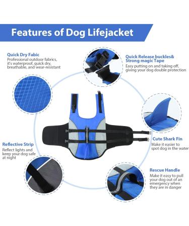 Dog Lifeguard Vest for Dogs | Reflective Adjustable Buoyant - Blue XL (66-78cm) | Swim & Surf Safely - Buy Online on GoSupps.com