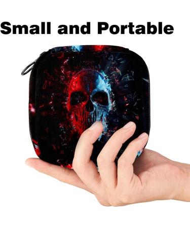 Neon Polygon Glowing Skull Sanitary Napkin Storage Bag - Portable Period Organizer for Women & Teens - Buy Online on GoSupps.com