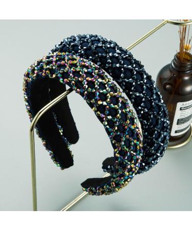 scicent Black Headband Rhinestone Crystal Embellished Hairbands for Women Girls Vintage Padded Non-Slip Head Band Wide Retro Hair Band Fashion Hair Accessories for Wedding - 27603 - Buy Online on GoSupps.com