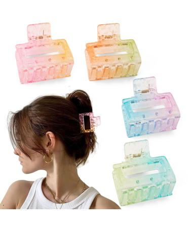 Bmobuo 4 PCS Hair Clips Hair Claw Clips 2" Clear Hair Clips for Thin Hair Square Claw Clips Hair Claw Hair Clips for Thick Hair Cute Hair Clips Hair Clips for Women Bubble