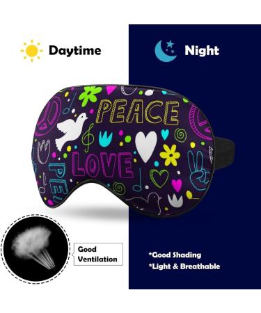 Doves Hearts Peace Signs Sleep Mask Adjustable Strap, Light Blocking Blindfold for Men and Women | Ideal for Night Travel and Naps - Buy Online on GoSupps.com