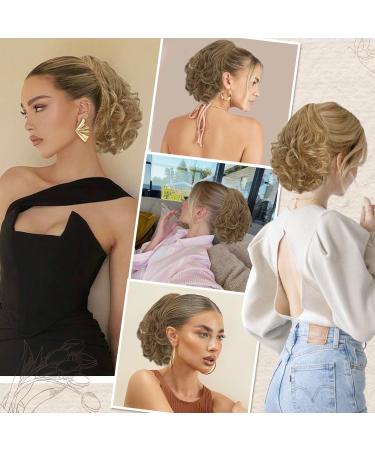 Kamm Clip Short Wavy Ponytail Extension - 22cm Thick Synthetic Hairpiece for Women (Brown & Blonde Mixed) - Buy Online on GoSupps.com