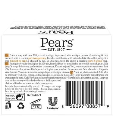 PEARS Soap - Pure & Gentle Glycerin Face & Body Soap Value Pack | 3 Transparent Bars for Glowing Skin | Moisturizing Natural Oils - 13.2 Oz - Buy Online on GoSupps.com
