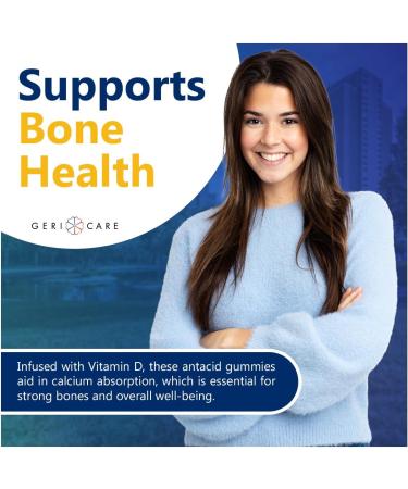 GeriCare Antacid with Vitamin D Gummies Fruit Flavor 50 Count Non-GMO Gluten-Free Vegan Naturally Sourced for Heartburn Upset Stomach & Acid Indigestion Relief (Pack of 1) 50 Count (Pack of 1) - Buy Online on GoSupps.com