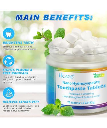 Nano Hydroxyapatite Toothpaste Tablets | Fluoride Free Eco-Friendly Freshens Breath - 70 Chewable Tablets - Buy Online on GoSupps.com