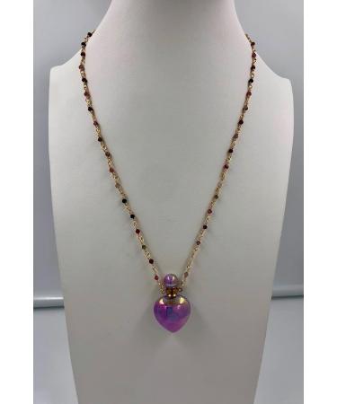ANGEL AURA Heart-Shaped Perfume Bottle Necklace | 14k Gold Plated Tourmaline Chain | Ideal for Perfume & Essential Oils - Buy Online on GoSupps.com