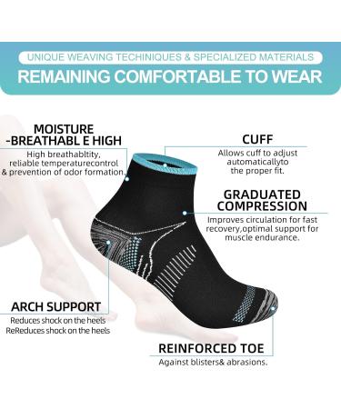 Pnosnesy Plantar Fasciitis Compression Socks - 7 Pairs for Men & Women, Low Cut Athletic Socks with Arch Support, Blue S-M - Buy Online on GoSupps.com
