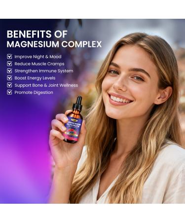 Magnesium Glycinate Liquid Drops 400mg 5-in-1 Liquid Magnesium Complex with L-Threonate Taurate Citrate Glycinate and Malate for Women & Men for Sleep Calm & Relaxation - 2 Fl Oz - Buy Online on GoSupps.com