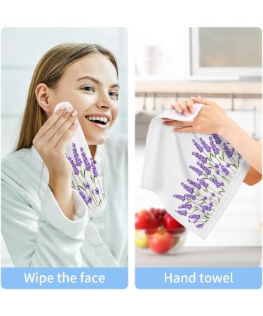 ALAZA Lavender Flowers Wash Cloth Set - 6 Pack Soft Cotton Face Cloths for Maximum Absorption - Fingertip Towels Included - Buy Online on GoSupps.com