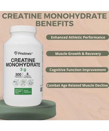PRISTINE S Creatine Monohydrate 3000MG Capsules - 75 Day Supply for Muscle Growth Enhanced Athletic Performance & Cognitive Support - No Bloat Ultimate Recovery Supplement - Buy Online on GoSupps.com
