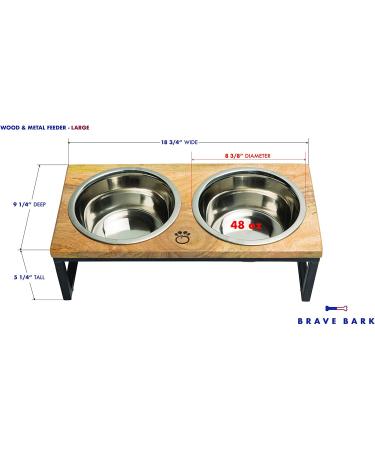 Brave Bark Wood & Metal Feeder - Premium Mango Wood Stand | 2 Stainless Steel Bowls | For Dogs, Cats & Pets | Ideal for Home or Office | Large - Buy Online on GoSupps.com