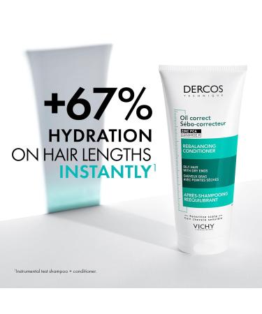 Vichy Dercos Oil Correct Hair & Scalp Conditioner with Zinc PCA & Silica. Results in clean scalp bouncy & airy hair & roots. Hypoallergenic Dermatologist Recommended 200ML - Buy Online on GoSupps.com