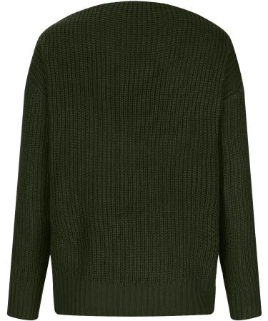 Yihaojia Fall Sweaters for Women 2023 Trendy V Neck Pullover Knitted Casual Sweater Tops Chunky Knit Sweaters Jumper Tops Army Green#11 Large - Buy Online on GoSupps.com