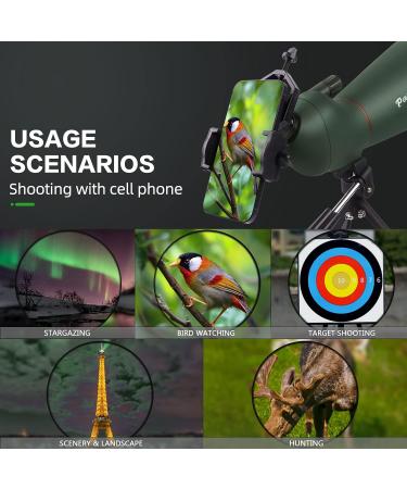 PankooFamily 25-75X70 HD Spotting Scope with Smartphone Mount Kit, Tripod, and BAK4 Angled Eyepiece - Ideal for Bird Watching, Target Shooting, and Wildlife Observation - Buy Online on GoSupps.com