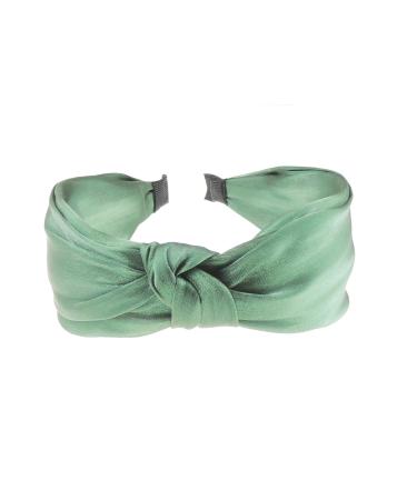 Ladies Girls Evening Shimmer Chiffon Top Knot Headband Alice Band (Emerald)