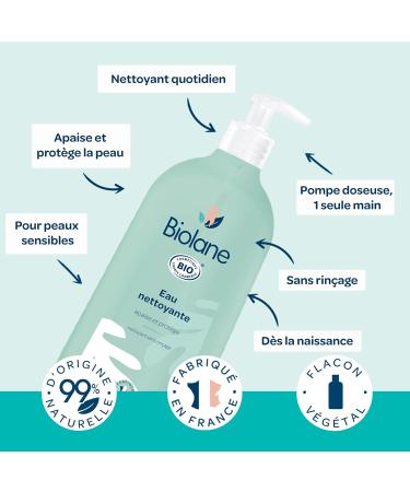 Biolane - Organic baby leave-in cleansing water - ECOCERT - Soothes and protects baby's skin - 500 ml - Made in France - Buy Online on GoSupps.com