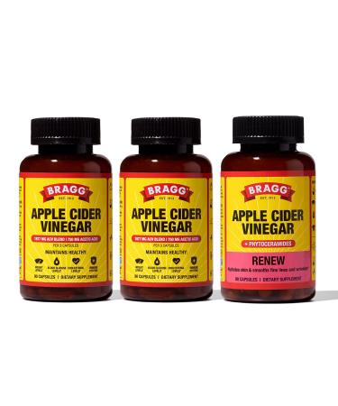 Bragg Apple Cider Vinegar Capsules (2pk) with Vitamin D and Zinc Renew Apple Cider Vinegar Capsules with Phytoceramides