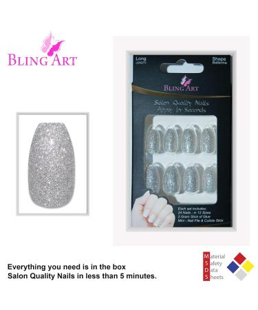Shop Bling Art False Nails - Gel Glossy Ballerina Coffin 24 Long Tips with Glue (Ariana Gel) - International Shipping - Buy Online on GoSupps.com