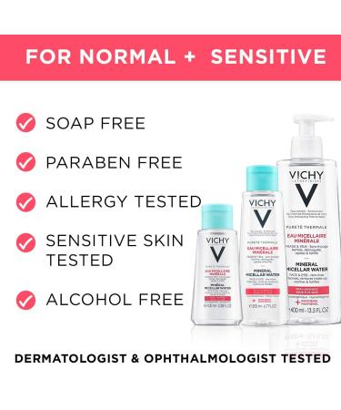 Vichy Puret Thermale One Step Micellar Water 13.52 Fl. Oz - Alcohol Free Makeup Remover & Toner with Vitamin B5 for Sensitive Skin - Buy Online on GoSupps.com