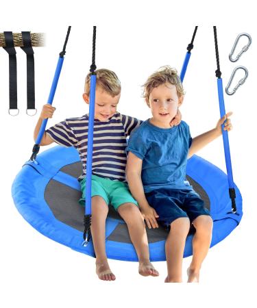 Trekassy 700lbs 40" Round Tree Swing with Handles for Kids Adults 900D Oxford Waterproof 2pcs Tree Hanging Straps