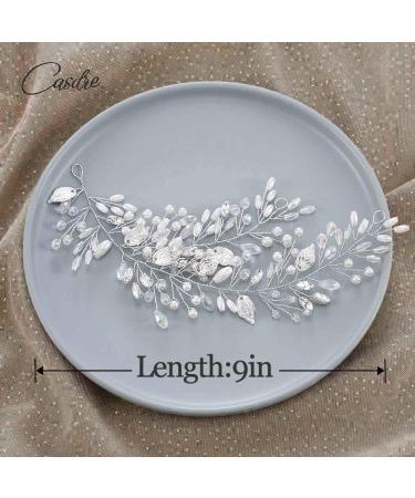Casdre Rhinestone Bridal Hair Vine - Silver Pearl Wedding Headpiece for Women and Girls - Buy Online on GoSupps.com