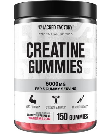 Jacked Factory Creatine Monohydrate Gummies 5g Daily Dose - Creatine Gummy for Men and Women Vegan-Friendly Travel-Friendly Third-Party Tested - 150 Gummies - Blue Raspberry Watermelon & Lemon - Buy Online on GoSupps.com