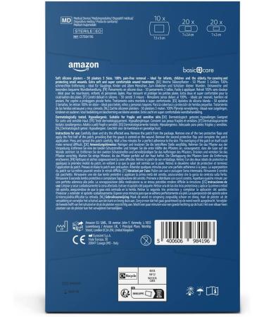 Amazon Basic Care Ultra Sensitive Plasters - 50 Count Pack - Suitable for Infants, Kids, and Elderly - Soft Silicone - 3 Sizes Included - Buy Online on GoSupps.com