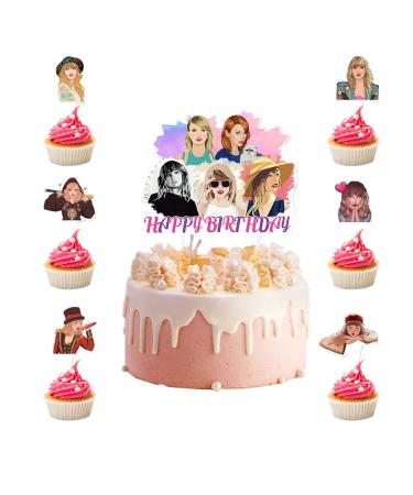 13Pcs Music Singer Cupcake Toppers - Pop Music Singer Merchandise Happy Birthday Theme Decoration Supplies Set Music Album Inspired Merch Best Fans Gifts for Boy and Girl's Birthday Party Decor